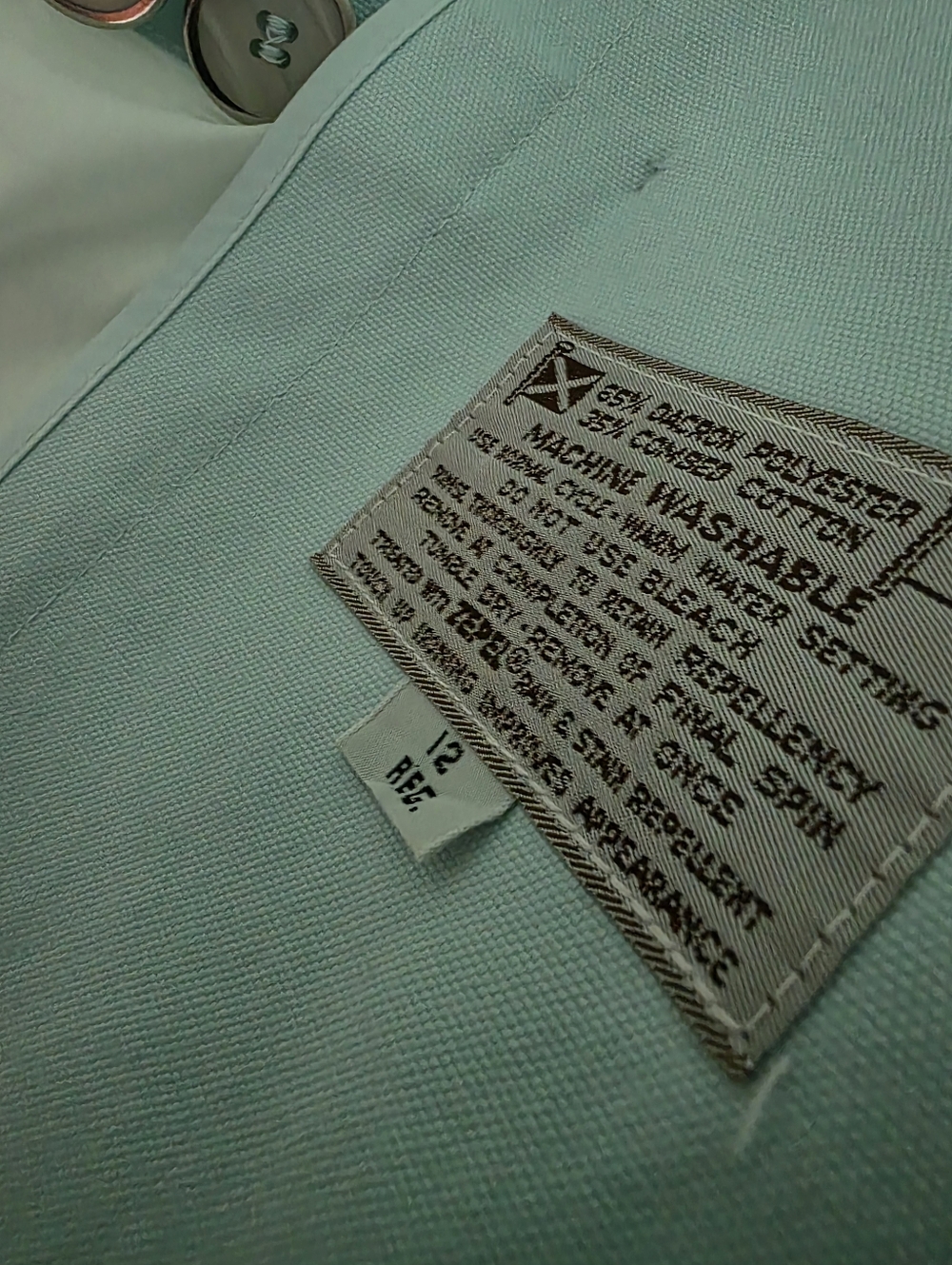 AQUA BLUE VINTAGE TRENCH COAT MISTY HARBOR LABEL "Wearing Good Health" - Picture 13 of 17